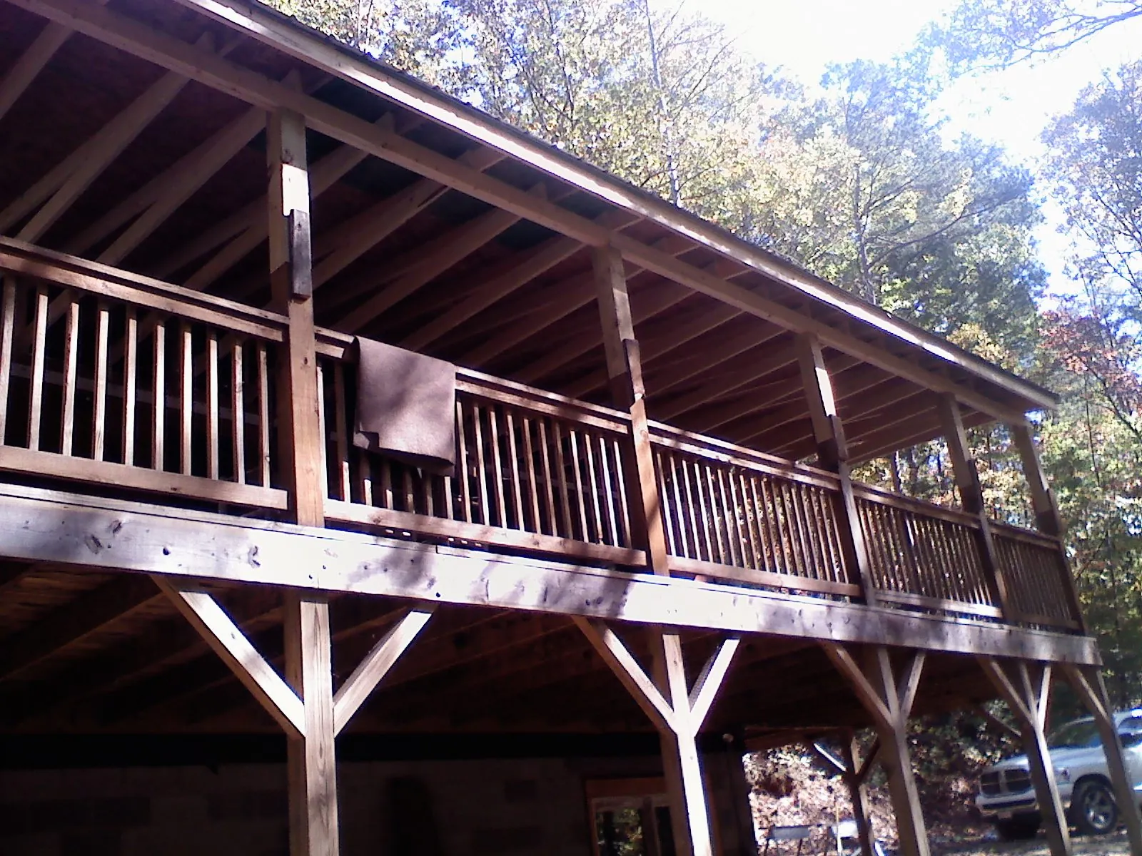 Timber framing under a new elevated porch and deck — Roof Leak Repair in Cowpens by Roofing Brothers